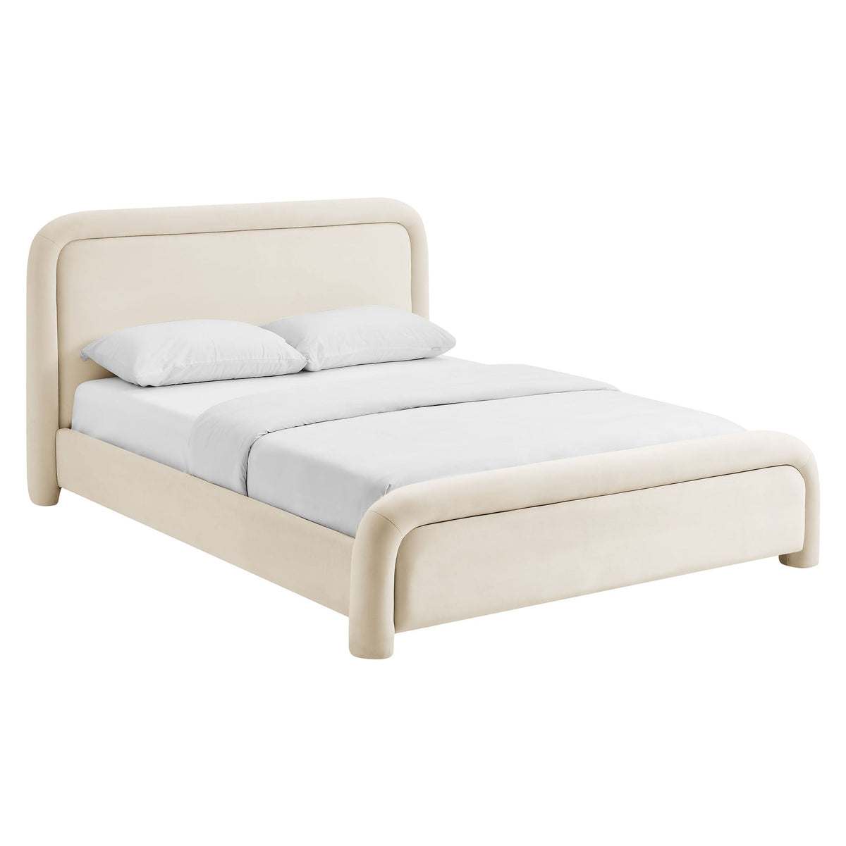 Beck Velvet Platform Bed by Modway cream velvet with rounded headboard on Tampa Home & Garden Store