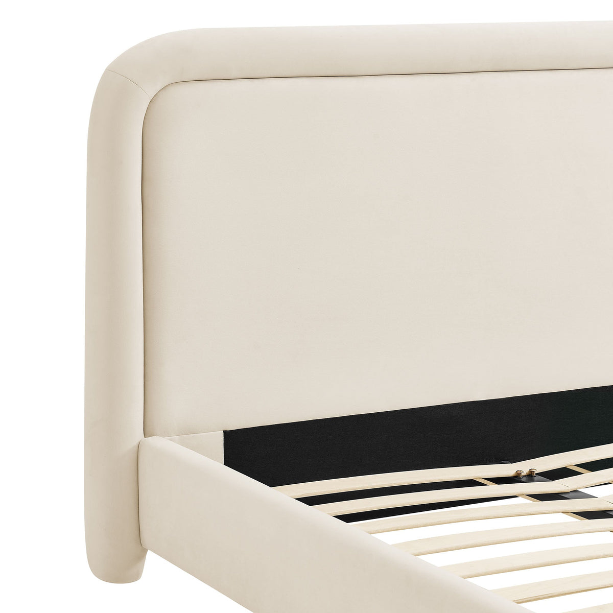 Beck Performance Velvet Platform Bed by Modway in beige velvet with slatted base on Tampa Home & Garden Store