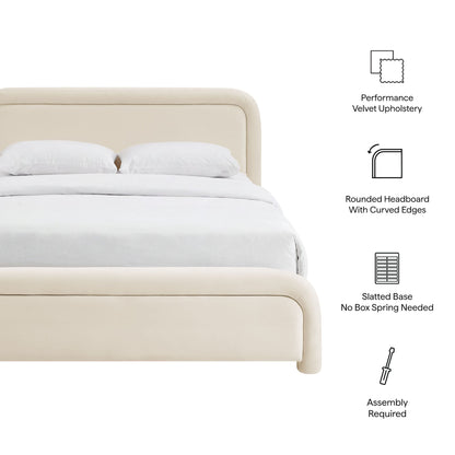 Beck Performance Velvet Platform Bed by Modway velvet with rounded headboard and slatted base on Tampa Home & Garden Store