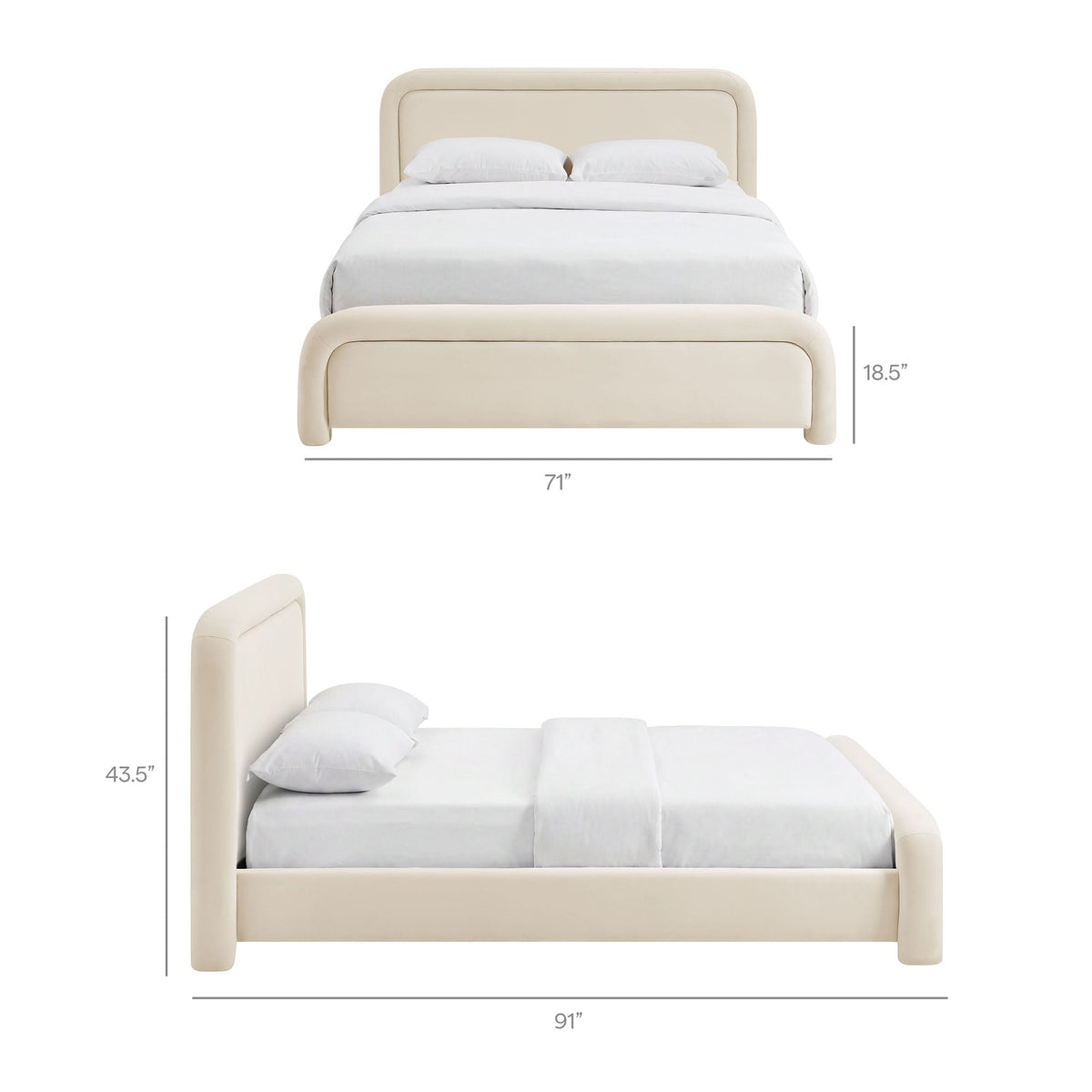 Beck Performance Velvet Platform Bed by Modway, cream velvet upholstery on Tampa Home & Garden Store