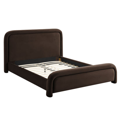Beck Performance Velvet Platform Bed in brown velvet with rounded headboard and slats by Modway on Tampa Home & Garden Store