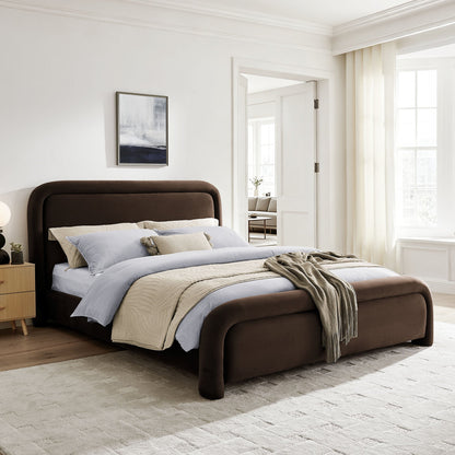 Beck Performance Velvet Platform Bed by Modway in brown velvet with curved headboard on Tampa Home & Garden Store