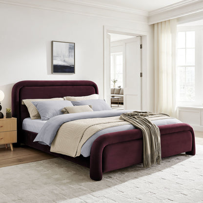 Beck Performance Velvet Platform Bed by Modway in burgundy velvet with a curved headboard on Tampa Home & Garden Store