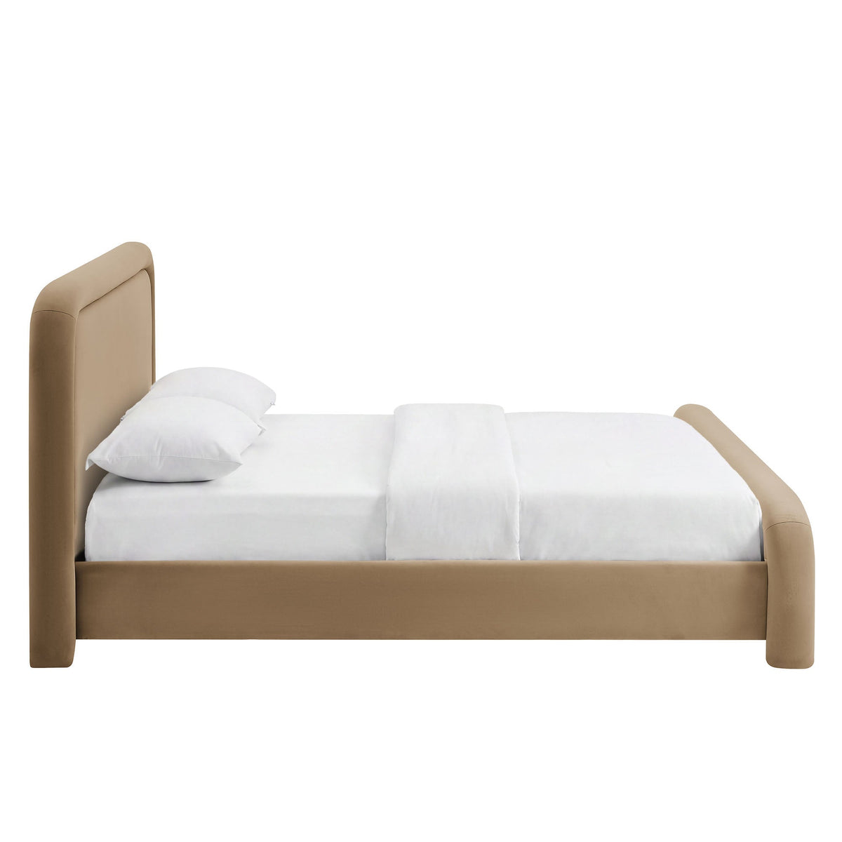 Beck Performance Velvet Platform Bed by Modway, beige velvet upholstery, platform frame on Tampa Home & Garden Store