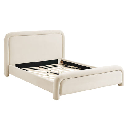 Beck Performance Velvet Platform Bed by Modway, ivory velvet with rounded headboard on Tampa Home & Garden Store