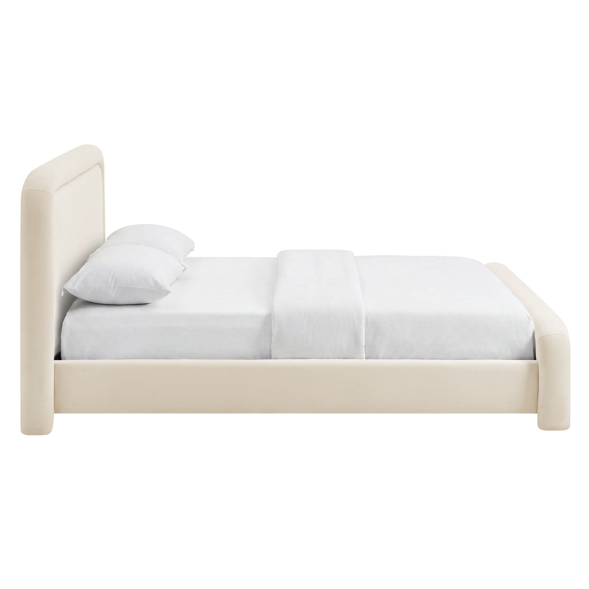 Beck Performance Velvet Platform Bed by Modway in ivory velvet with padded headboard on Tampa Home & Garden Store
