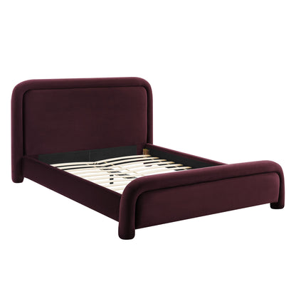 Beck Performance Velvet Platform Bed by Modway, burgundy velvet bed with slat base on Tampa Home & Garden Store