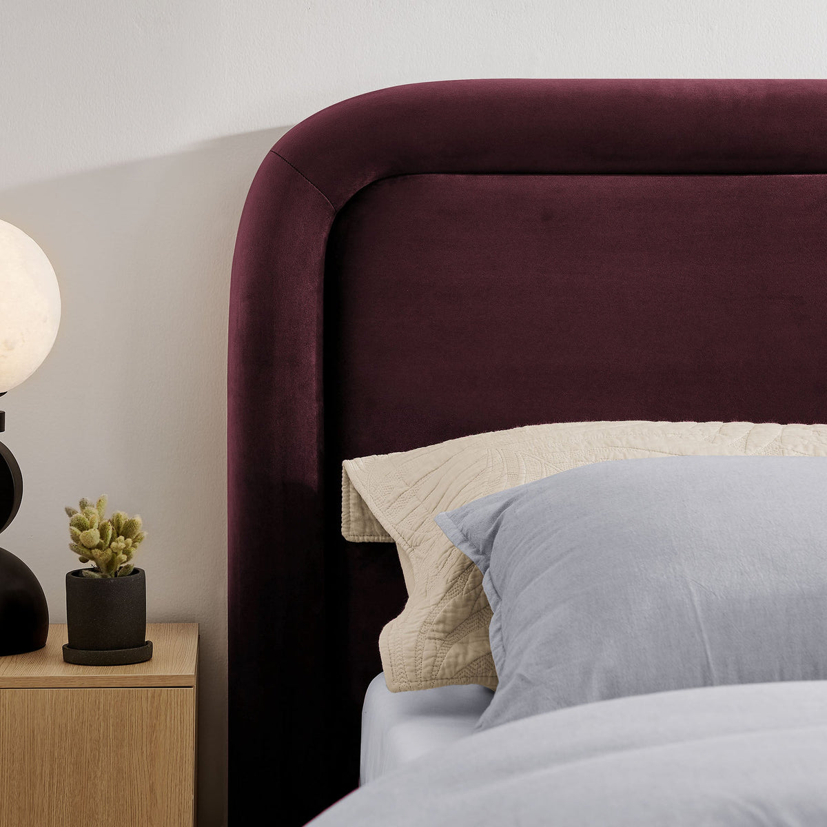 Beck Velvet Platform Bed burgundy curved headboard plush upholstery by Modway HouseOfZazla on Tampa Home & Garden Store