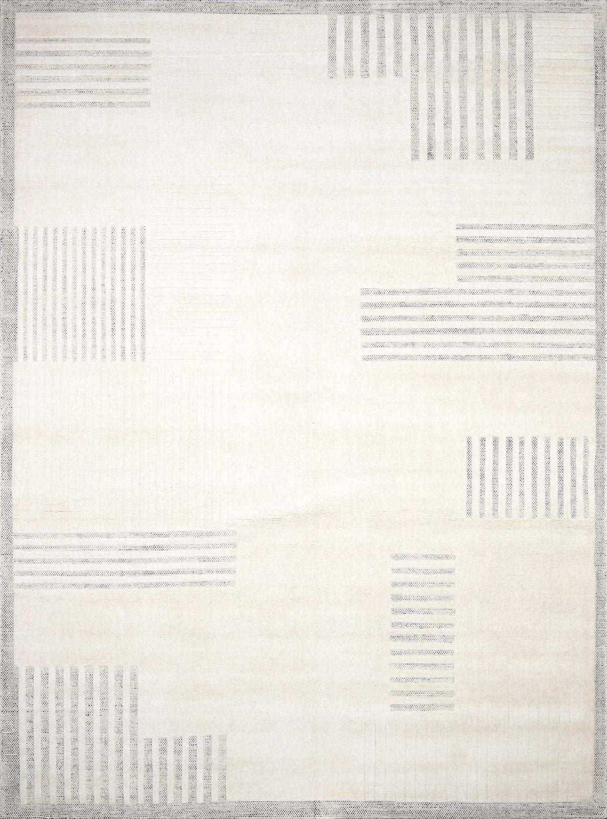 Yulia Wool Area Rug, beige wool with subtle striped block patterns, Boutique Rugs clearance on Tampa Home & Garden Store