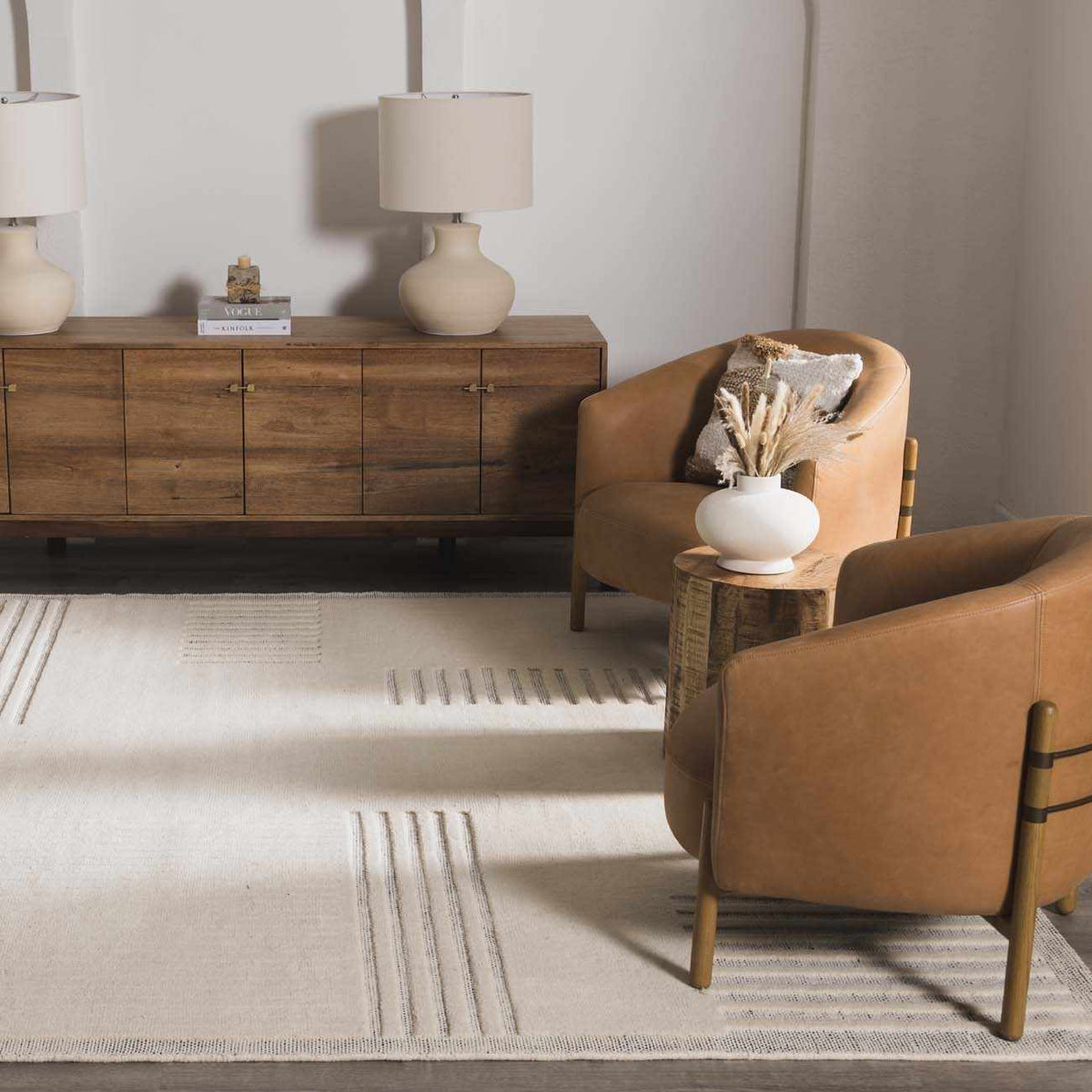 Yulia Wool Area Rug beige with subtle stripes Boutique Rugs clearance on Tampa Home & Garden Store