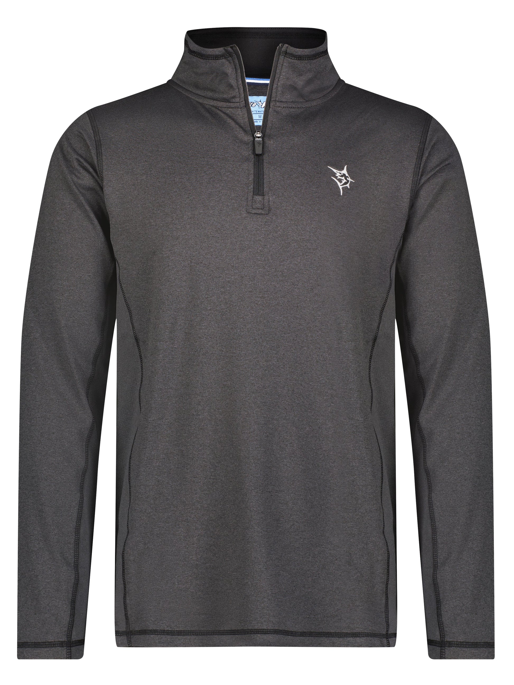 Montauk Quarter Zip Midweight Comfort by White Water Life in charcoal gray fleece with stand collar on Tampa Home & Garden Store
