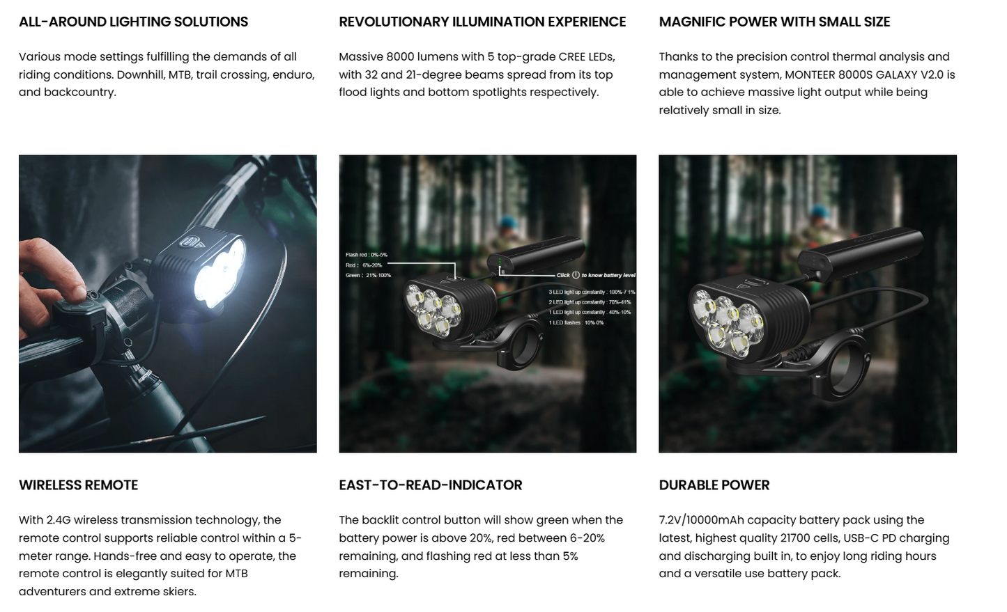 MONTEER 8000S GALAXY V2.0 Remote MTB Light - Tampa Home & Garden Store