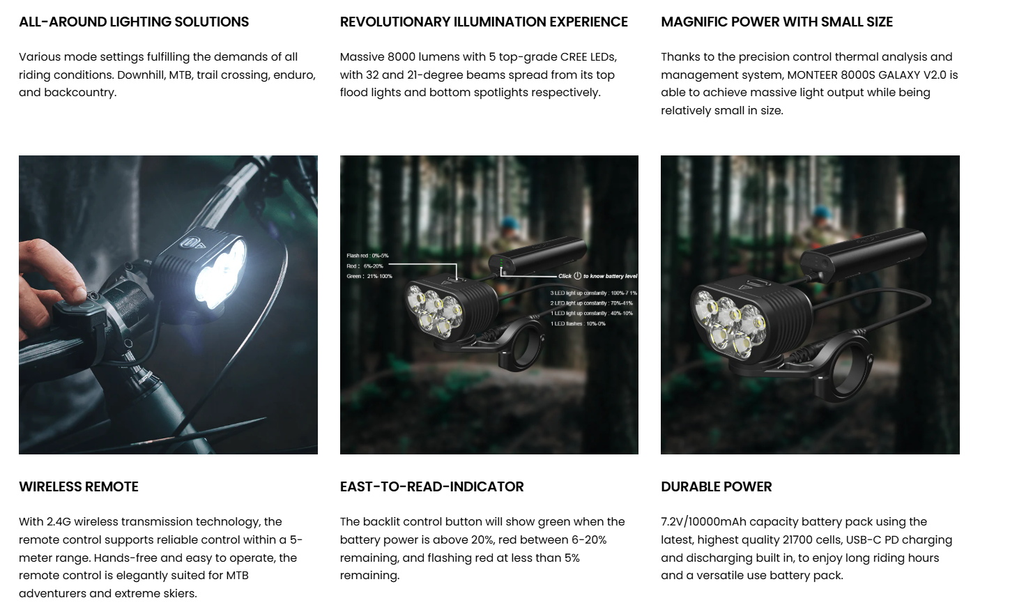 MONTEER 8000S GALAXY V2.0 Remote MTB Light - Tampa Home & Garden Store