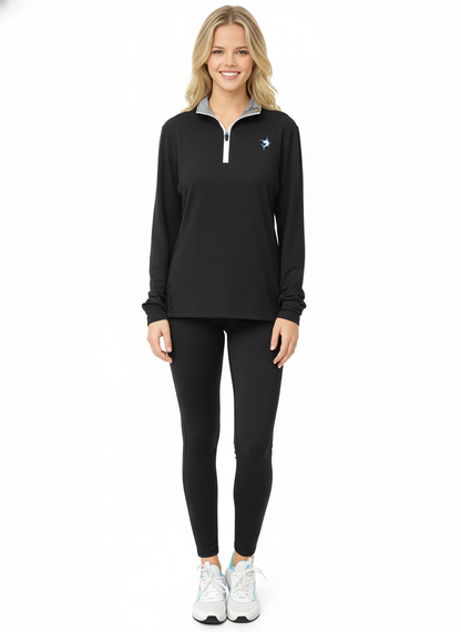 Women's Monterey Quarter Zip by White Water Life, black pullover with gray zip collar on Tampa Home & Garden Store