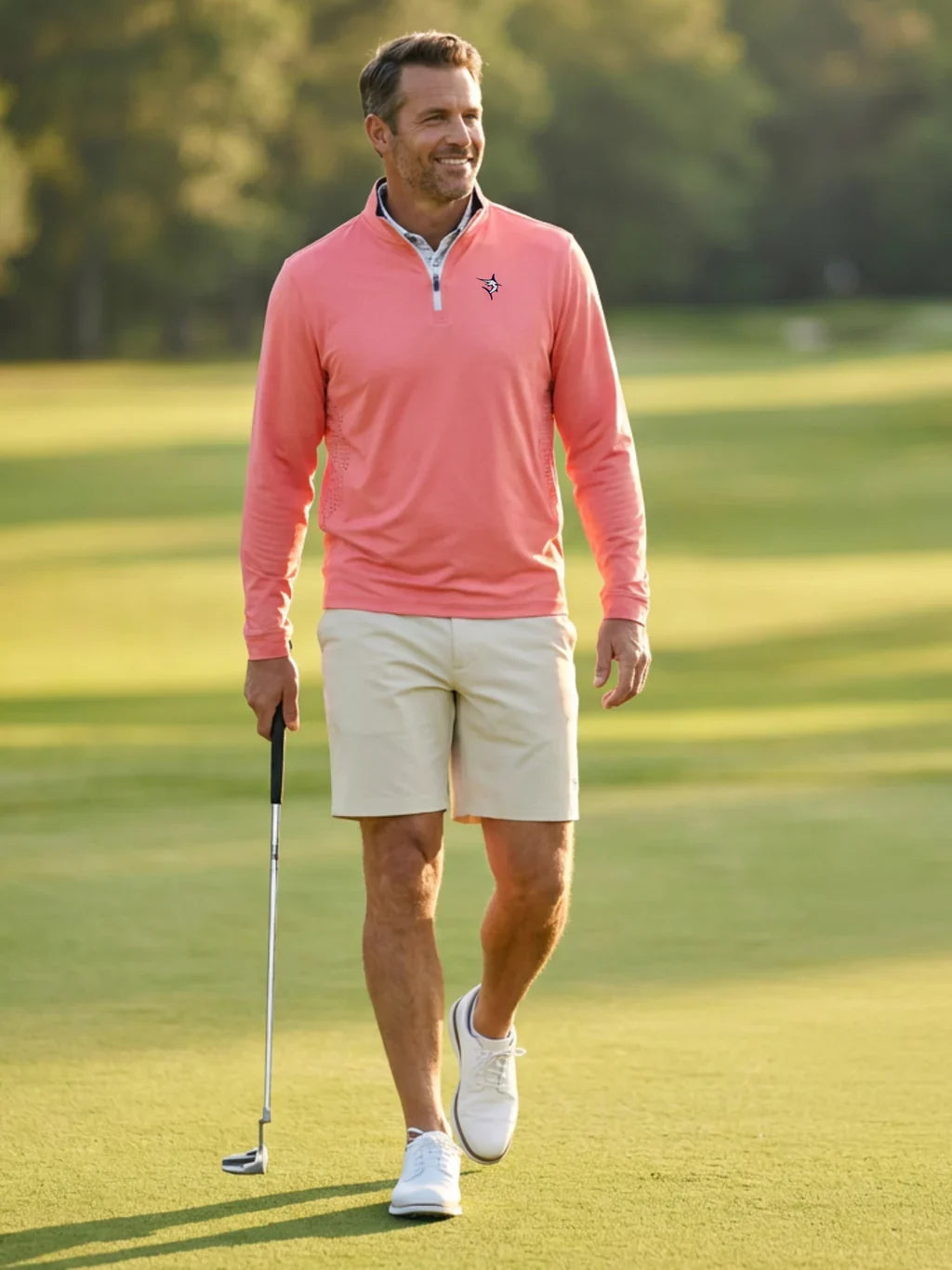 Freeport Short Effortless Performance, men's beige golf shorts by White Water Life on Tampa Home & Garden Store