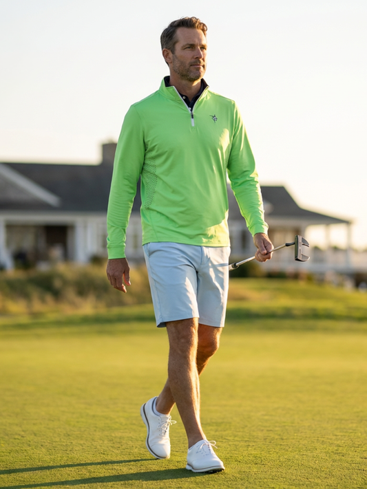 Monterey Performance Quarter Zip neon lime long sleeve top by White Water Life on Tampa Home & Garden Store
