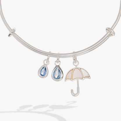 Mother of Pearl Silver Tone Umbrella Bangle Charm