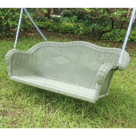 Resin Wicker Porch Swing with 4-ft Hanging Chain in Moss - Tampa Home & Garden Store