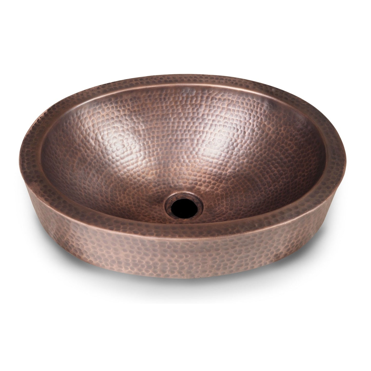 Lavabo de cobre ovalado martillado para empotrar o de encimera