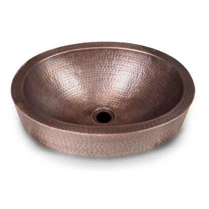 Lavabo de cobre ovalado martillado para empotrar o de encimera