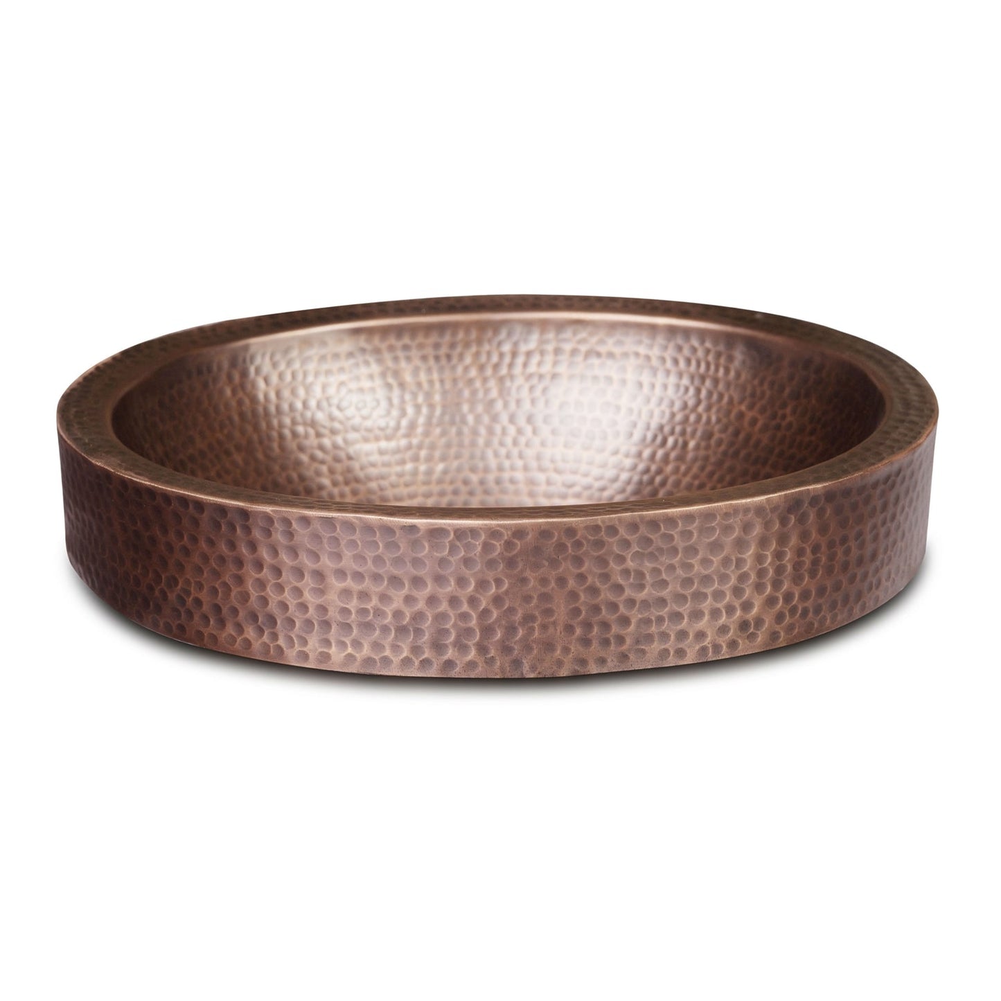 Lavabo de cobre ovalado martillado para empotrar o de encimera