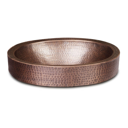 Lavabo de cobre ovalado martillado para empotrar o de encimera