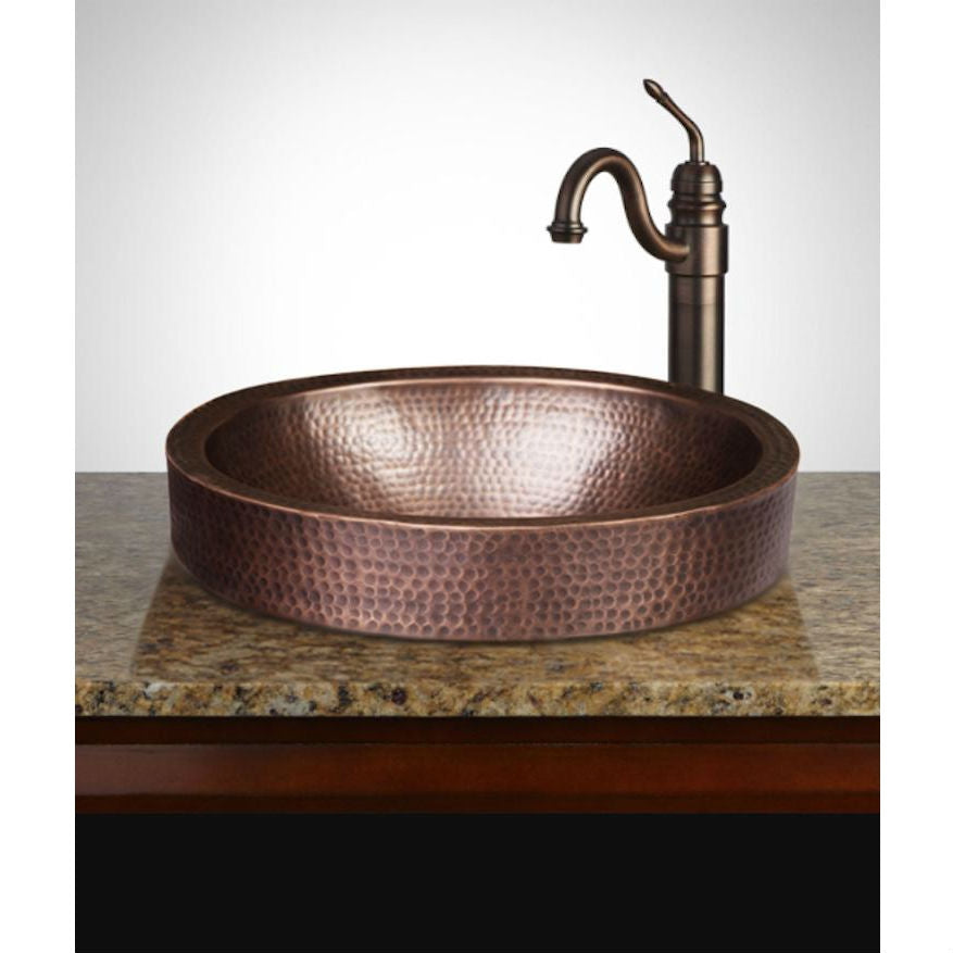 Lavabo de cobre ovalado martillado para empotrar o de encimera