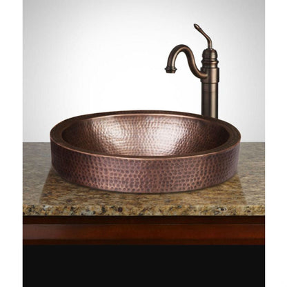 Lavabo de cobre ovalado martillado para empotrar o de encimera