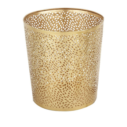 Cesto de basura de metal dorado perforado redondo de 1.3 galones