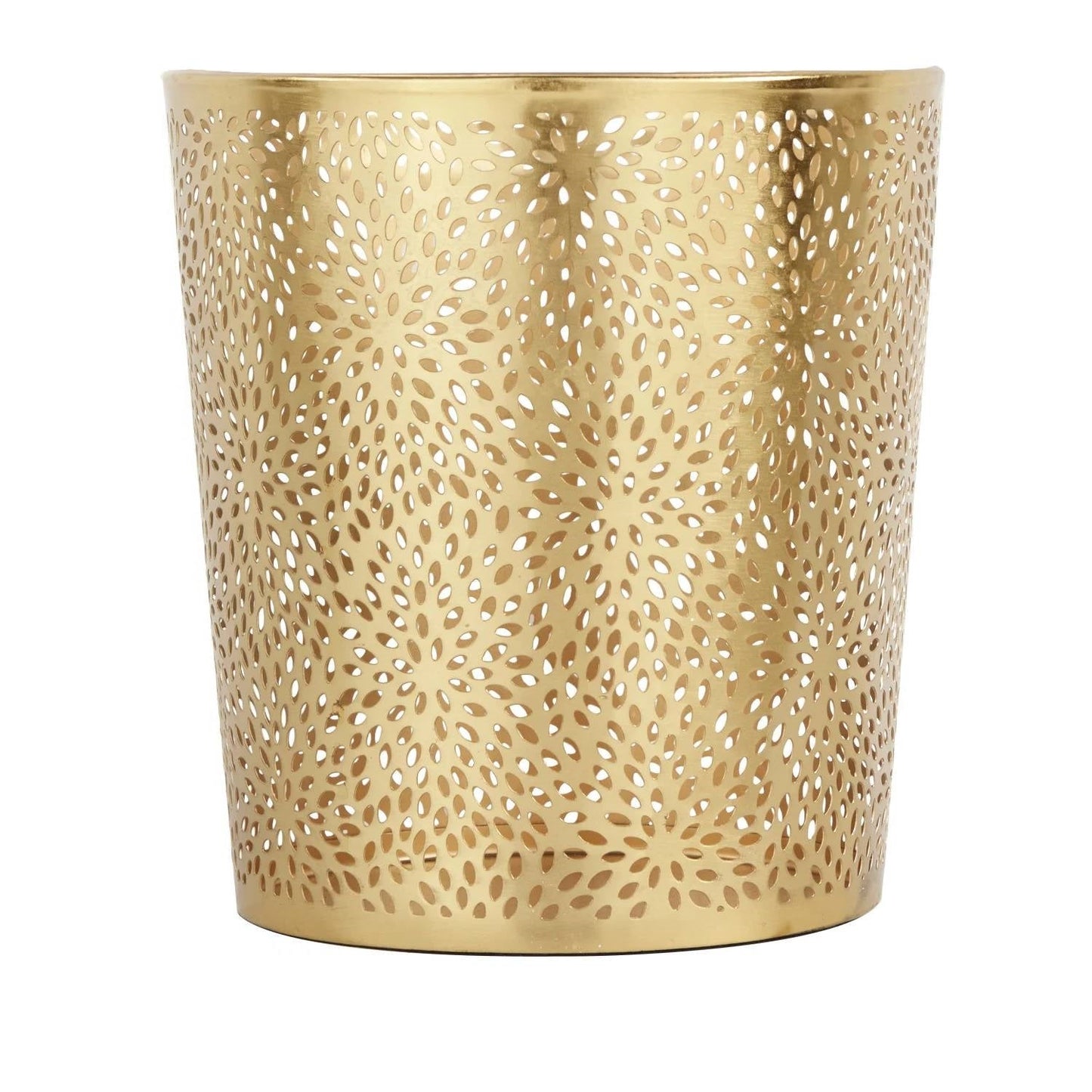 Cesto de basura de metal dorado perforado redondo de 1.3 galones