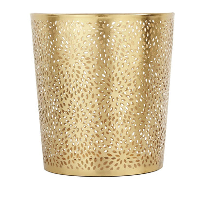 Cesto de basura de metal dorado perforado redondo de 1.3 galones