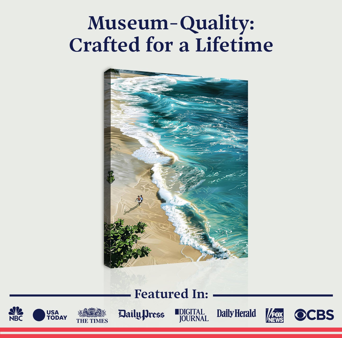 Beachfront Painting Coastal Wall Art II canvas; blue waves and sandy shore Crafting Canvas on Tampa Home & Garden Store