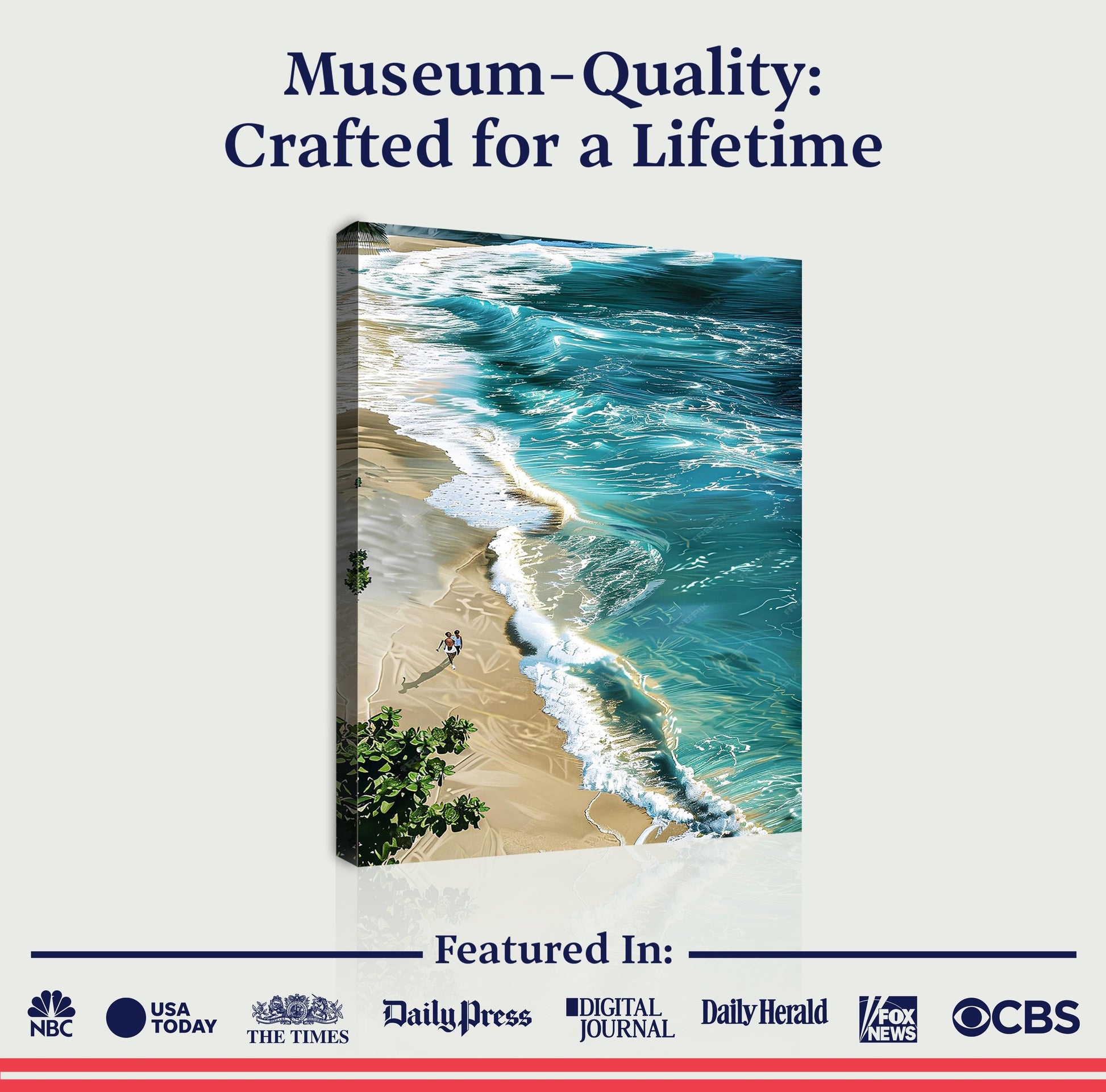 Beachfront Painting Coastal Wall Art II canvas; blue waves and sandy shore Crafting Canvas on Tampa Home & Garden Store