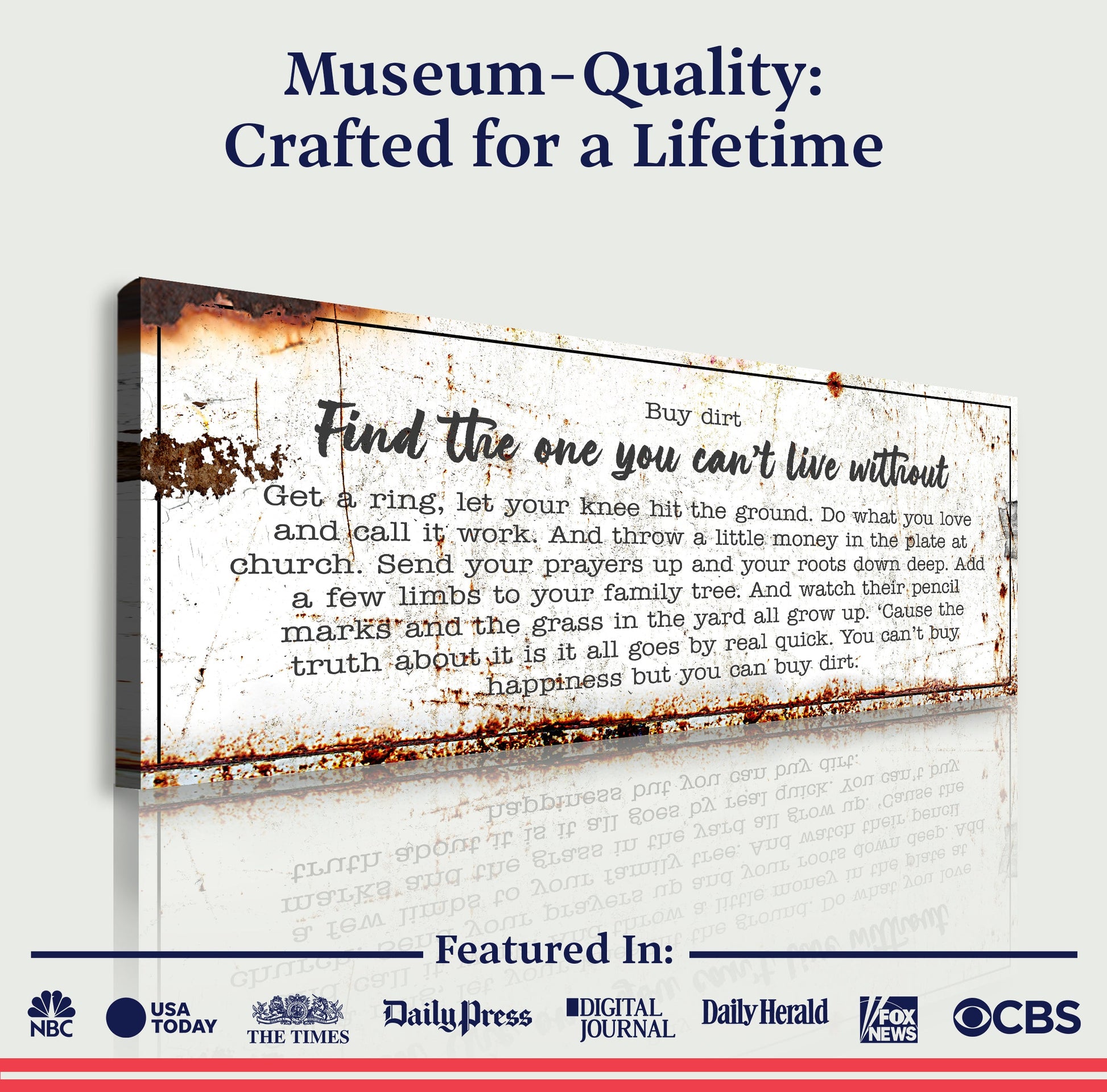 Find The One You Can't Live Without Family Sign canvas by Tailored Canvases with distressed look on Tampa Home & Garden Store