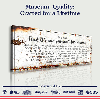 Find The One You Can't Live Without Family Sign canvas by Tailored Canvases with distressed look on Tampa Home & Garden Store