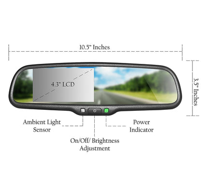 Master Tailgaters rear view mirror with 4.3 in LCD, black frame, auto brightness, anti glare on Tampa Home & Garden Store
