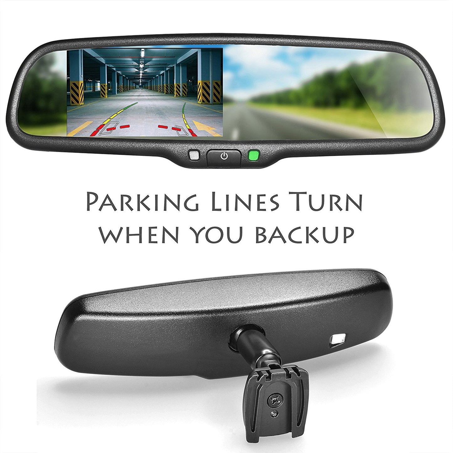 Master Tailgaters rear view mirror with 4.3-inch LCD, parking lines, anti glare, universal mount on Tampa Home & Garden Store