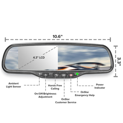 Master Tailgaters Rear View Mirror with 4.3-inch LCD, OnStar buttons, auto brightness, anti glare on Tampa Home & Garden Store
