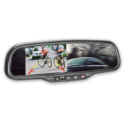 Rear view mirror by Master Tailgaters with 4.3in LCD screen; black frame and OnStar buttons on Tampa Home & Garden Store