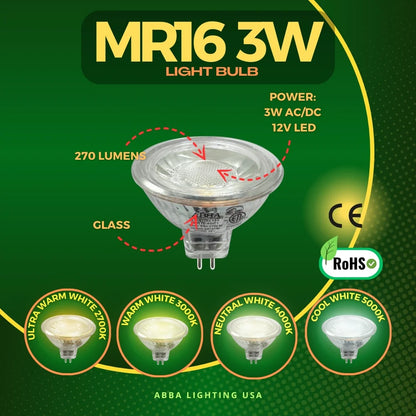 MR16 3W LED Bulbs Dimmable Energy Saving Waterproof Light CE & RoHS Certified