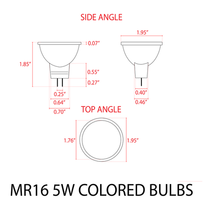 Single Color MR16 Red, Green, or Blue Energy Saving Waterproof 12V Outdoor LED Light Bulb