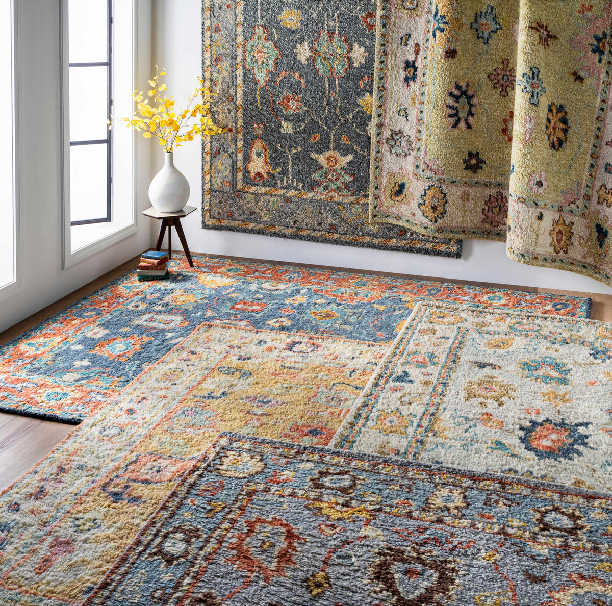 Suisun Premium Rug by Boutique Rugs, multicolor ornate area rug set with blue, beige tones on Tampa Home & Garden Store