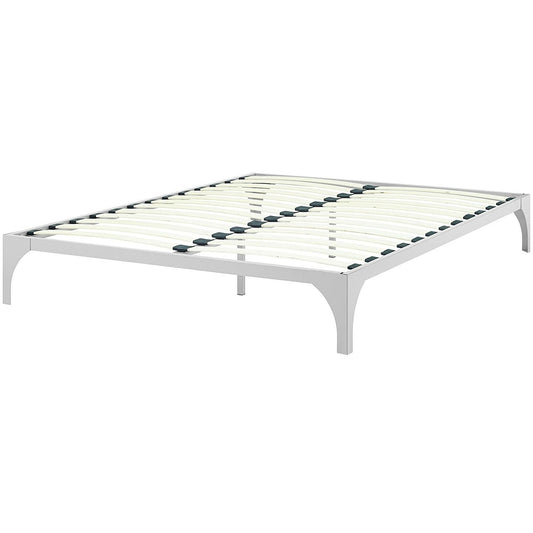 King size Modern Metal Platform Bed Frame in Silver Finish with Wood Slats - Tampa Home & Garden Store