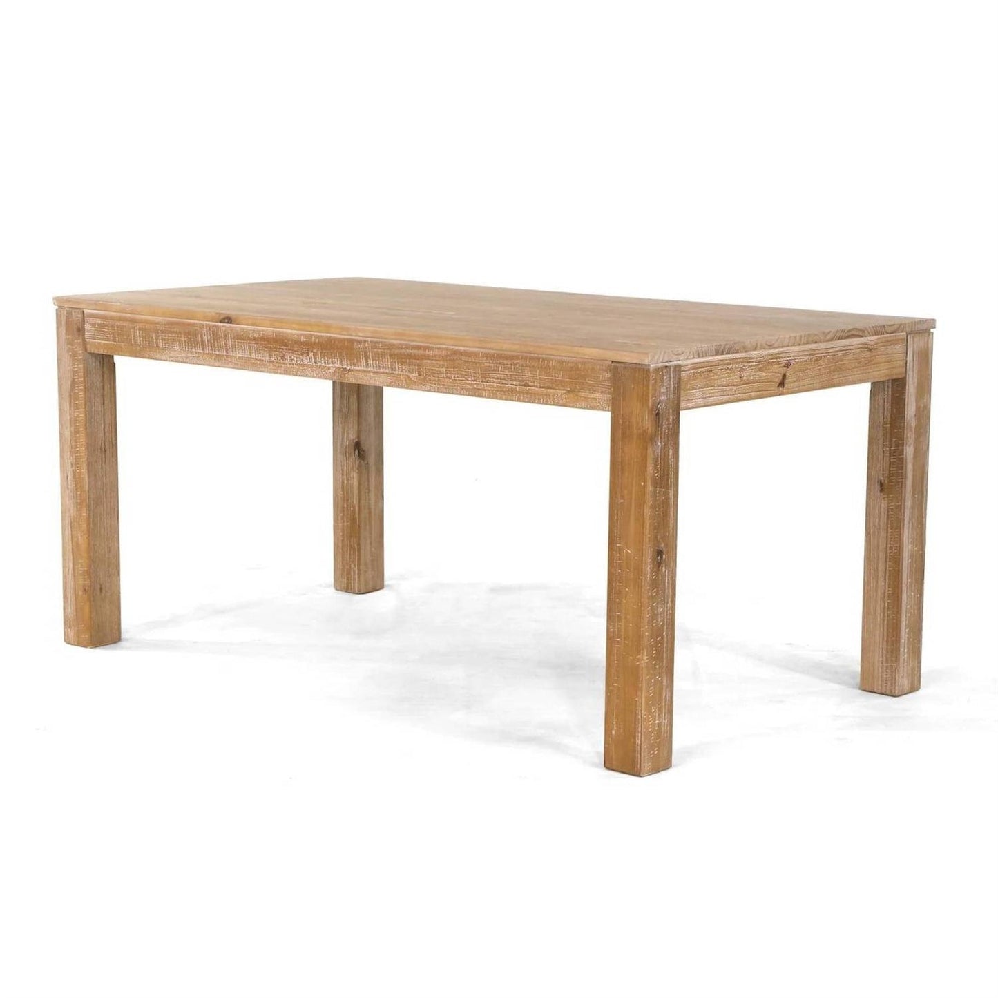Mesa de Comedor de Madera Maciza Estilo Granja Moderna de 63 Pulgadas con Acabado Rústico Marrón Claro