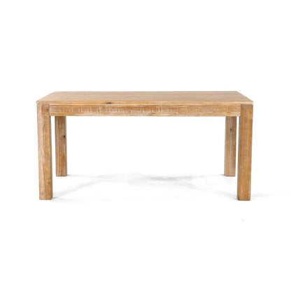 Mesa de Comedor de Madera Maciza Estilo Granja Moderna de 63 Pulgadas con Acabado Rústico Marrón Claro