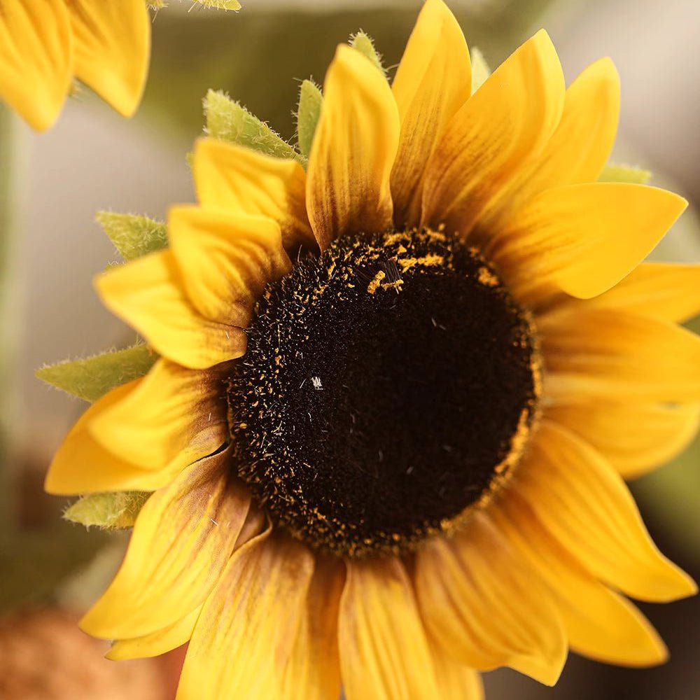 One-Head Artificial Sunflower Stem 19.7in tall RusticReach yellow petals dark center on Tampa Home & Garden Store