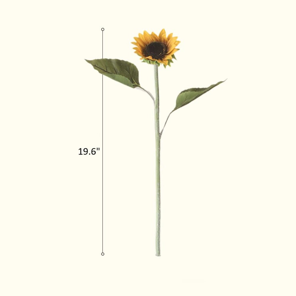 One-Head Artificial Sunflower Stem 19.7in tall RusticReach yellow bloom with green leaves on Tampa Home & Garden Store