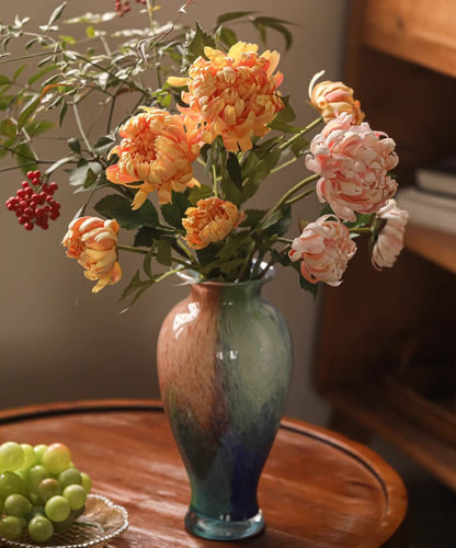 Three-Head Seattle Dahlia artificial flower stem orange-peach blooms 30.7in tall RusticReach on Tampa Home & Garden Store