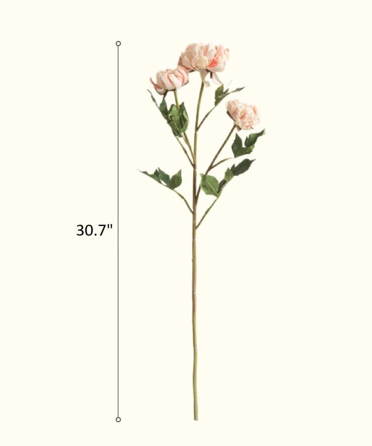 Three-Head Seattle Dahlia Stem, 30.7in tall, peach blooms, RusticReach artificial plant on Tampa Home & Garden Store