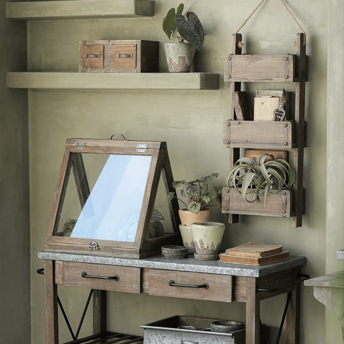 Rustic Three-Tier Wooden Wall Organizer by RusticReach, distressed wood wall-mounted storage on Tampa Home & Garden Store